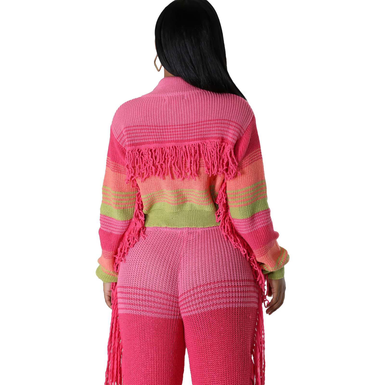 Boho Fringed Knit Two Piece Set image 2