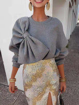 Bow-Embellished Glam Pullover image 0