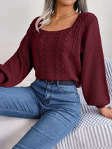 Self Design Scoop Neck Ribbed Pullover image 3