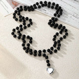 Gothic Black Beaded Layered Necklace image 4