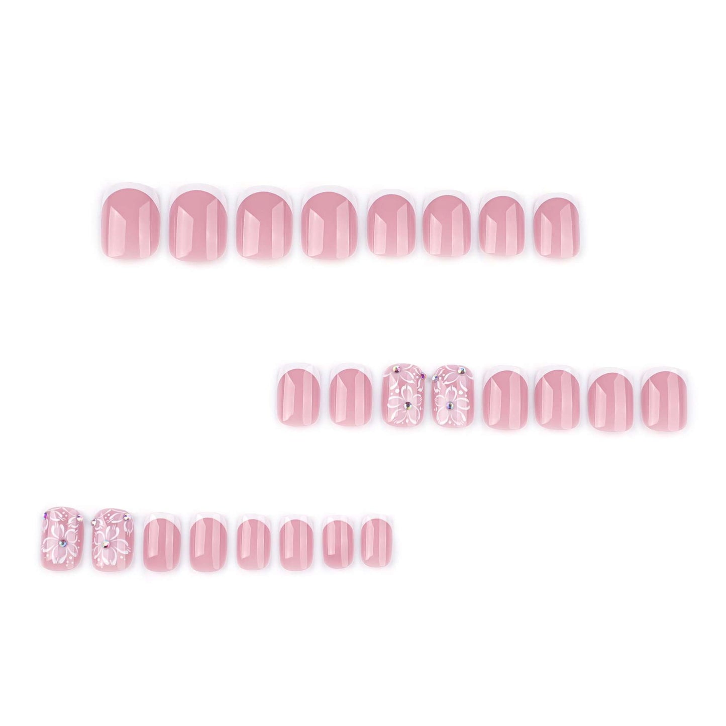 Nude French Manicure with Floral Accent image 4