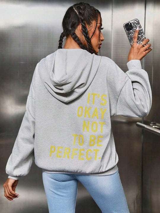 Oversized Hoodie OKAY NOT TO BE PERFECT - L, Grey image