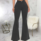High-Waisted Black Flared Pants image 1