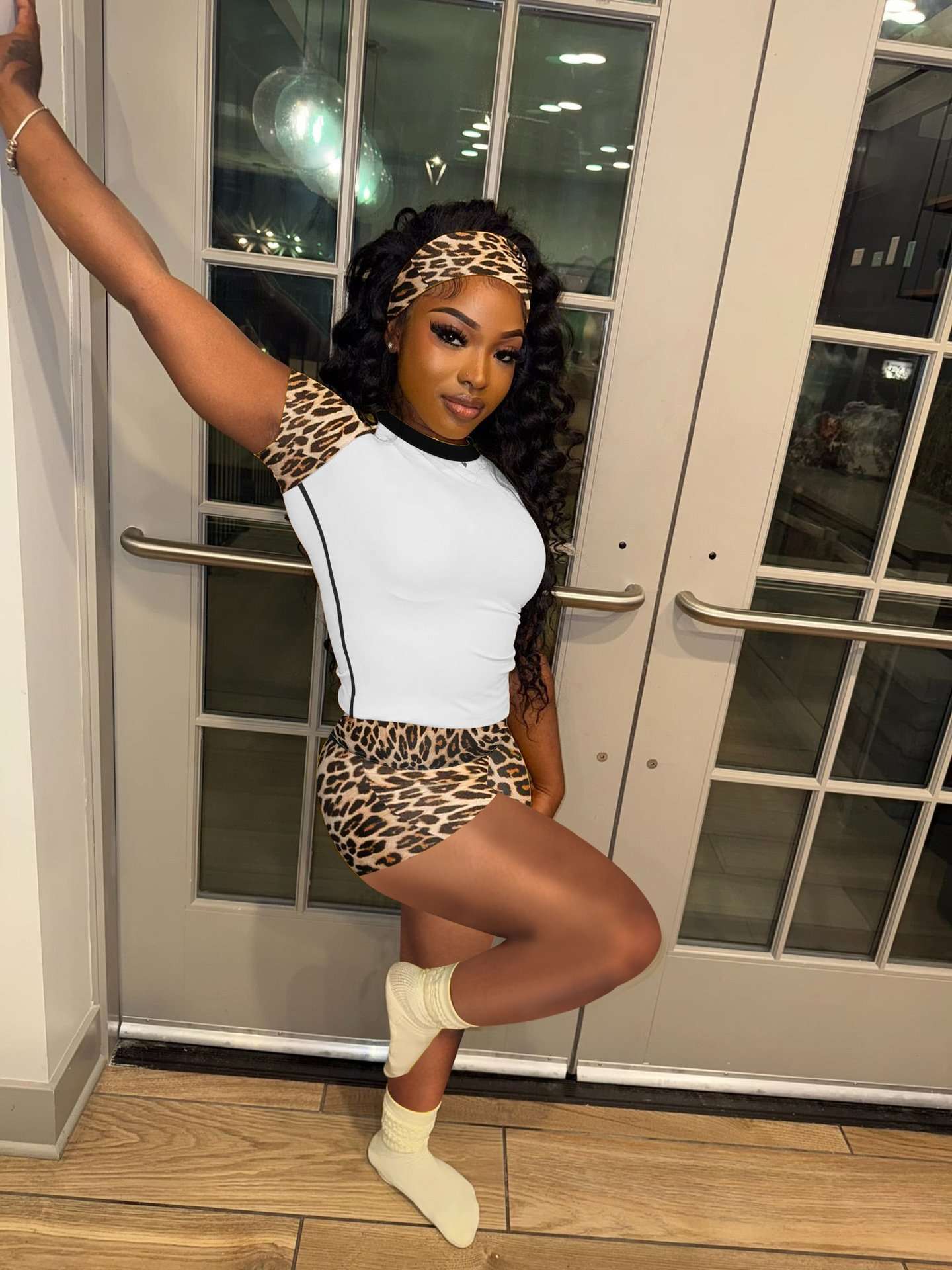 Sporty Chic Two-Piece Set - XL, Multi Brown image