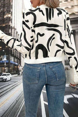 Zip-Up Baseball Jacket With Pattern Print image 2