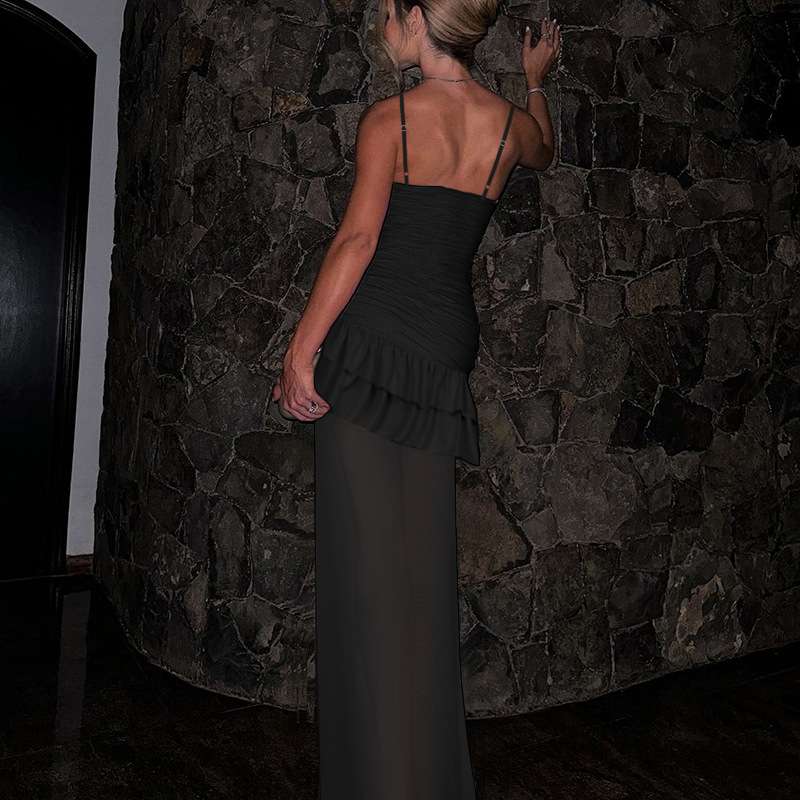 Black Evening Dress with High Slit image 2
