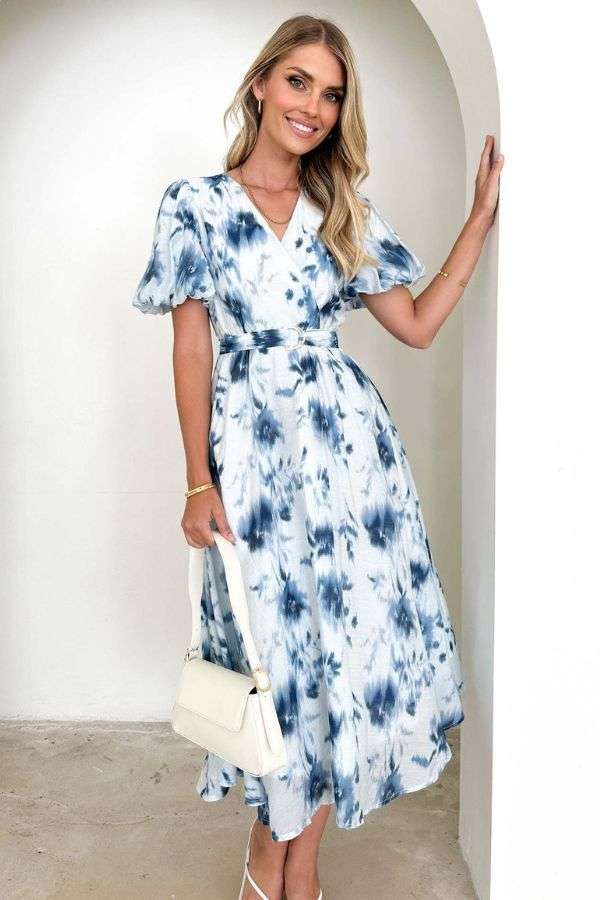 Tie-Dye Belted Midi Dress image 0