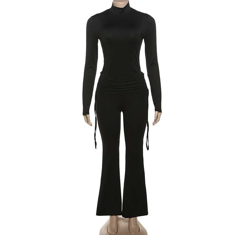 Solid Bodycon Long Sleeve Co-ords Set image 3