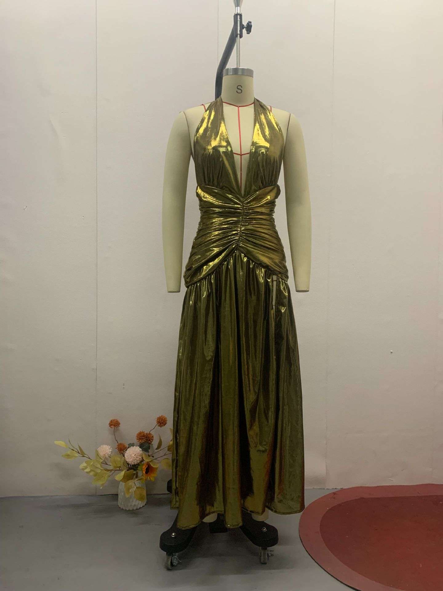 Glamorous Metallic Slit Evening Gown image 1