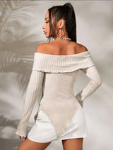 Off Shoulder Trim Asymmetrical Top image 2