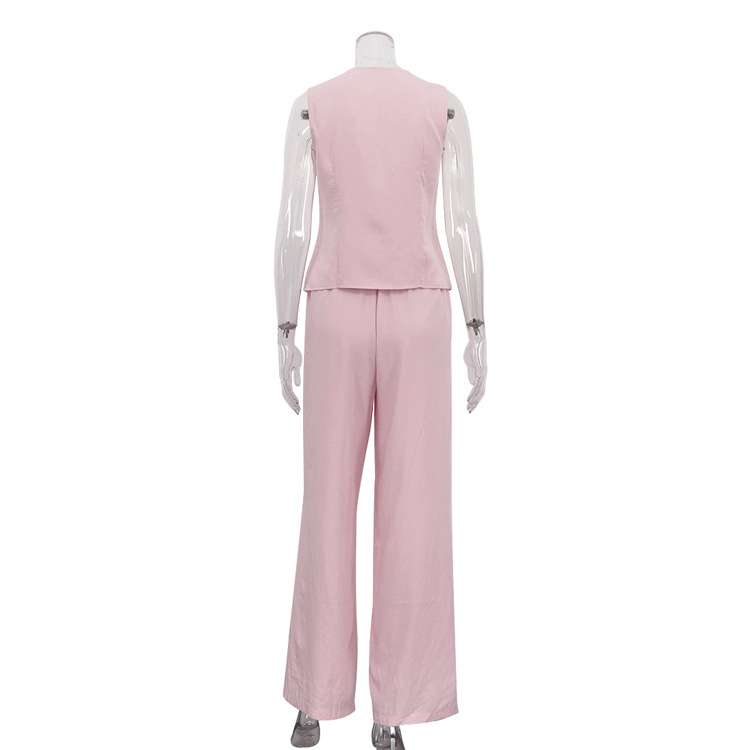 Tie-Front Top and Wide-Leg Pants Set image 2