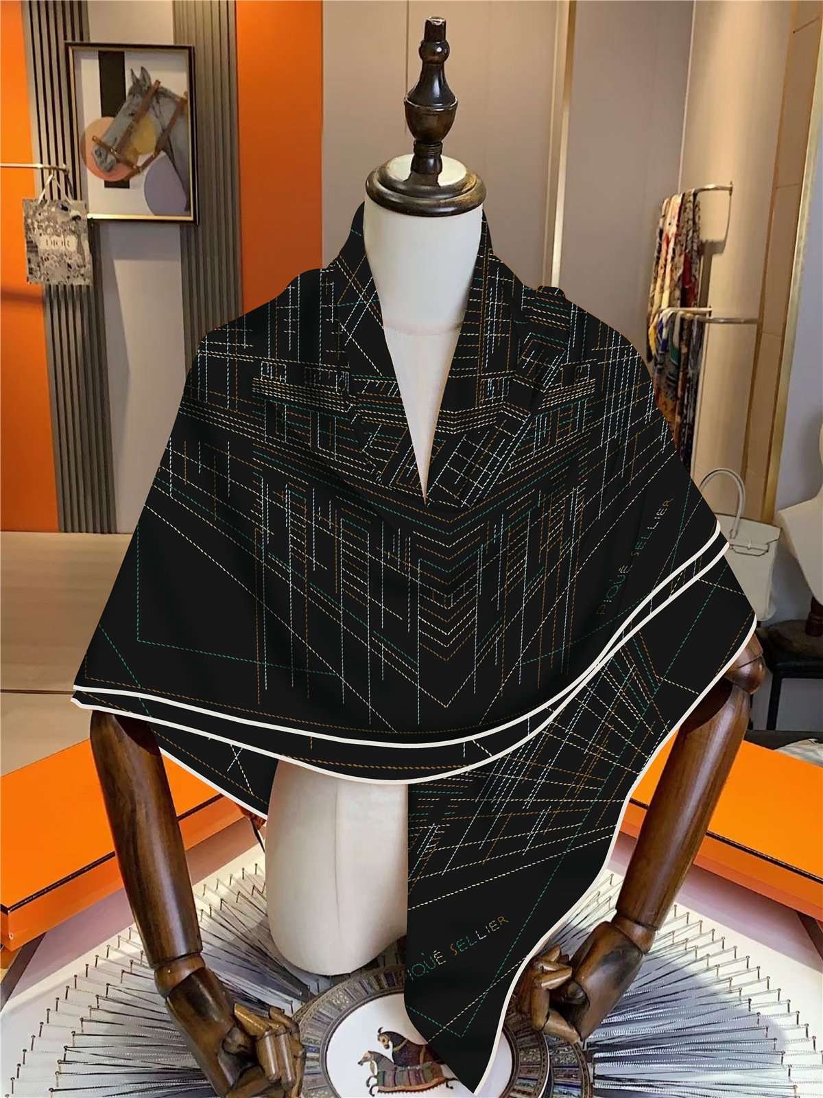 Stripes Print Square Shawl Scarves image 1