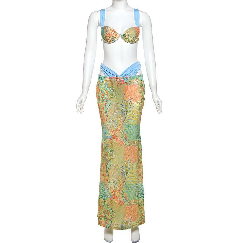 Paisley Print Bikini Top & Maxi Skirt image 5