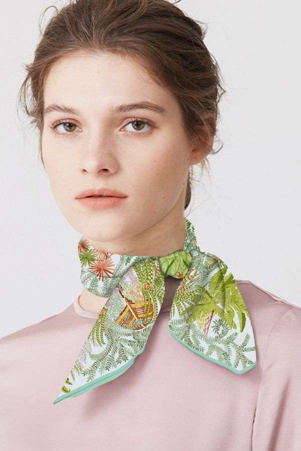 Green Trees Print Square Scarves Wraps - Free Size, Multi Green image