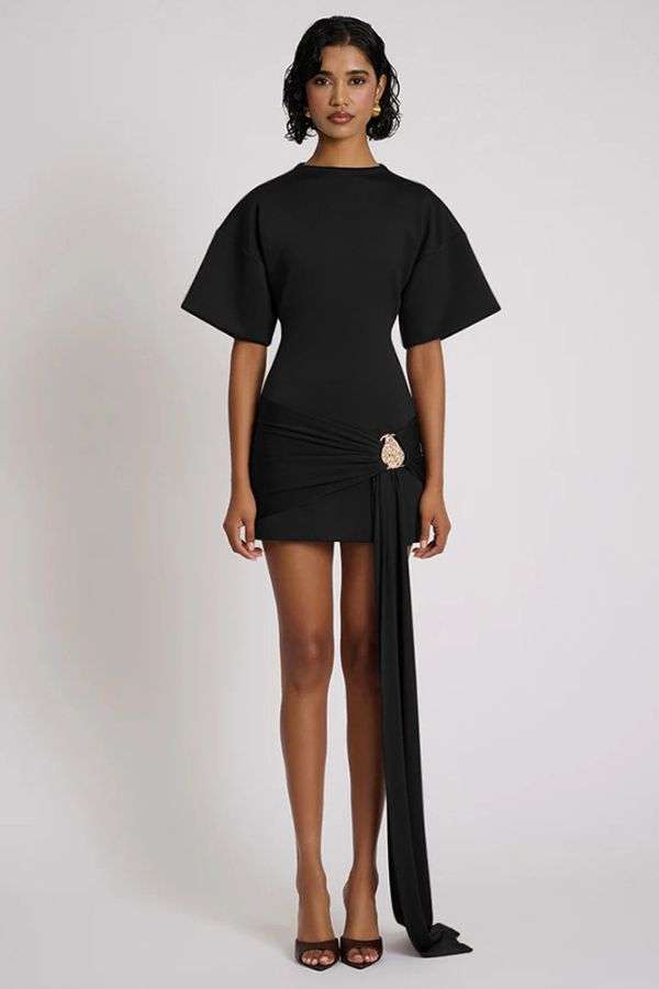 Short Dress with Draped Detail image 0