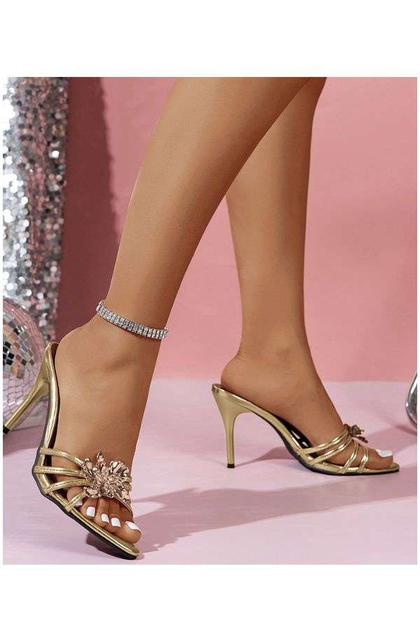 High-Heel Sandals with Floral Embellishment image 0