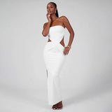 Elegant White Strapless Cutout Gown - S, White image