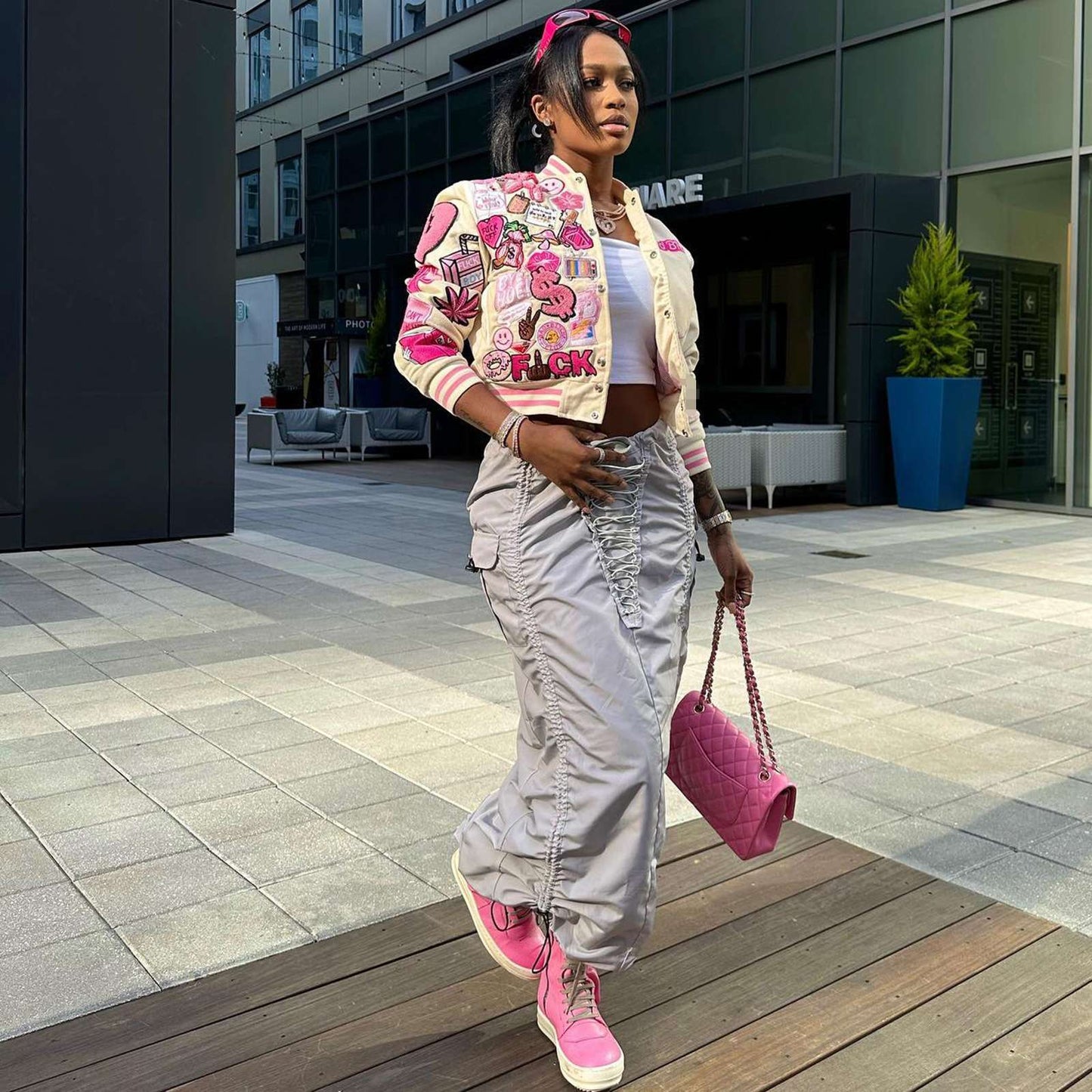 Varsity Jacket Cropped Bomber Jacket image 1