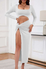 Cutout Twist Front Slit Maxi Dress image 0