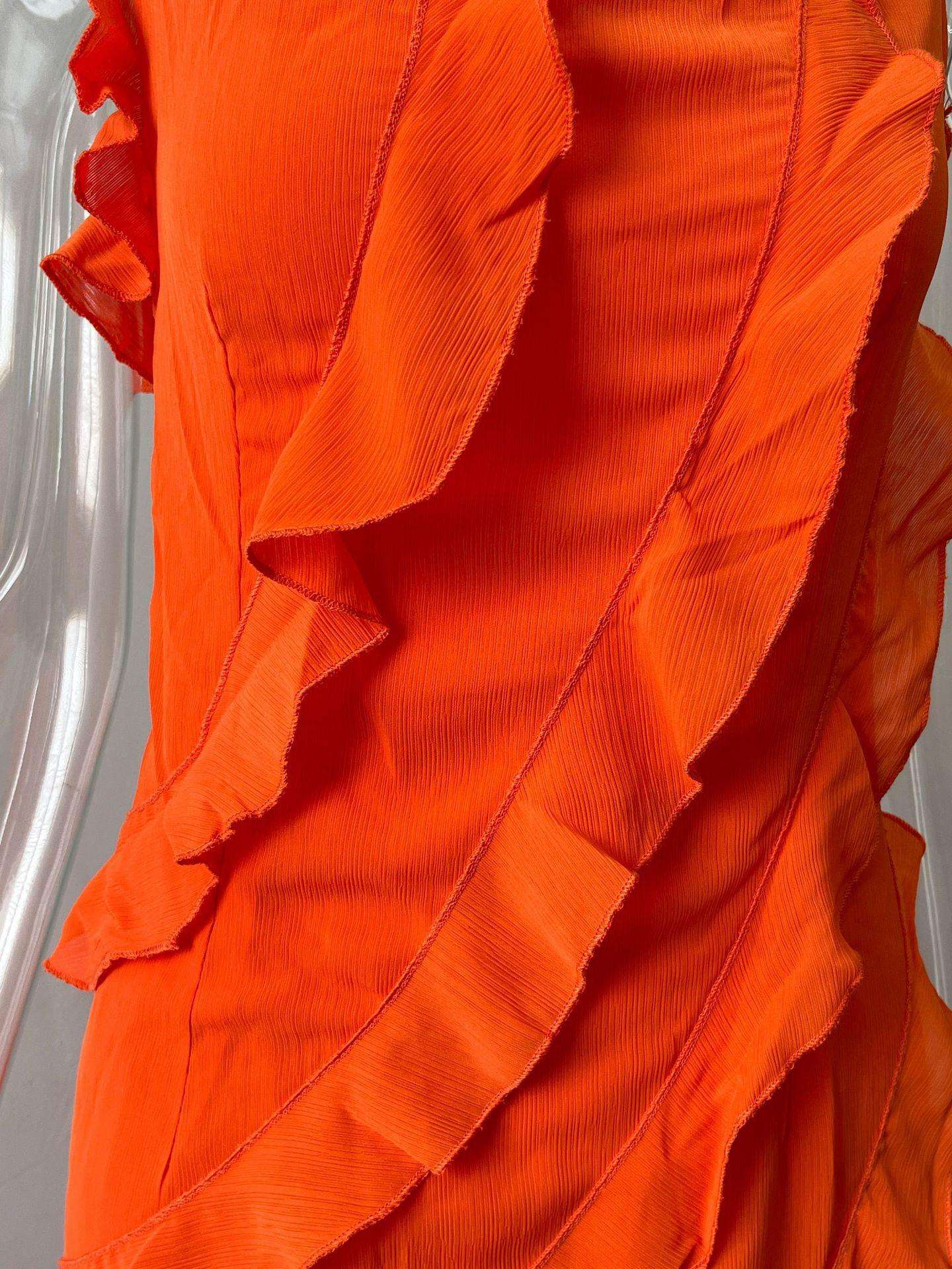 Vibrant Orange Ruffled Maxi Dress image 4