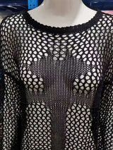 Hollow Out Crochet Knit Crop Tops Sweater image 6