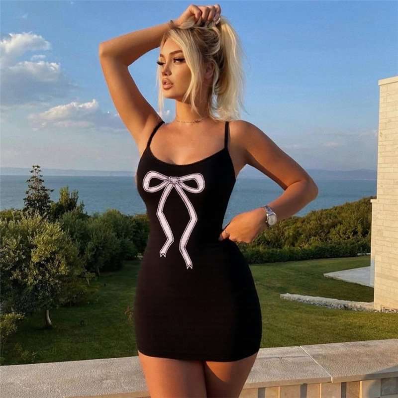 Mini Slip Dress with Bow Graphic image 1