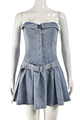 Urban Charm Belted Denim Skater Dress image 4