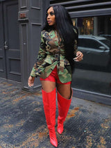 Casual Camuflague Coat With Belt Cardigan Jacket image 1