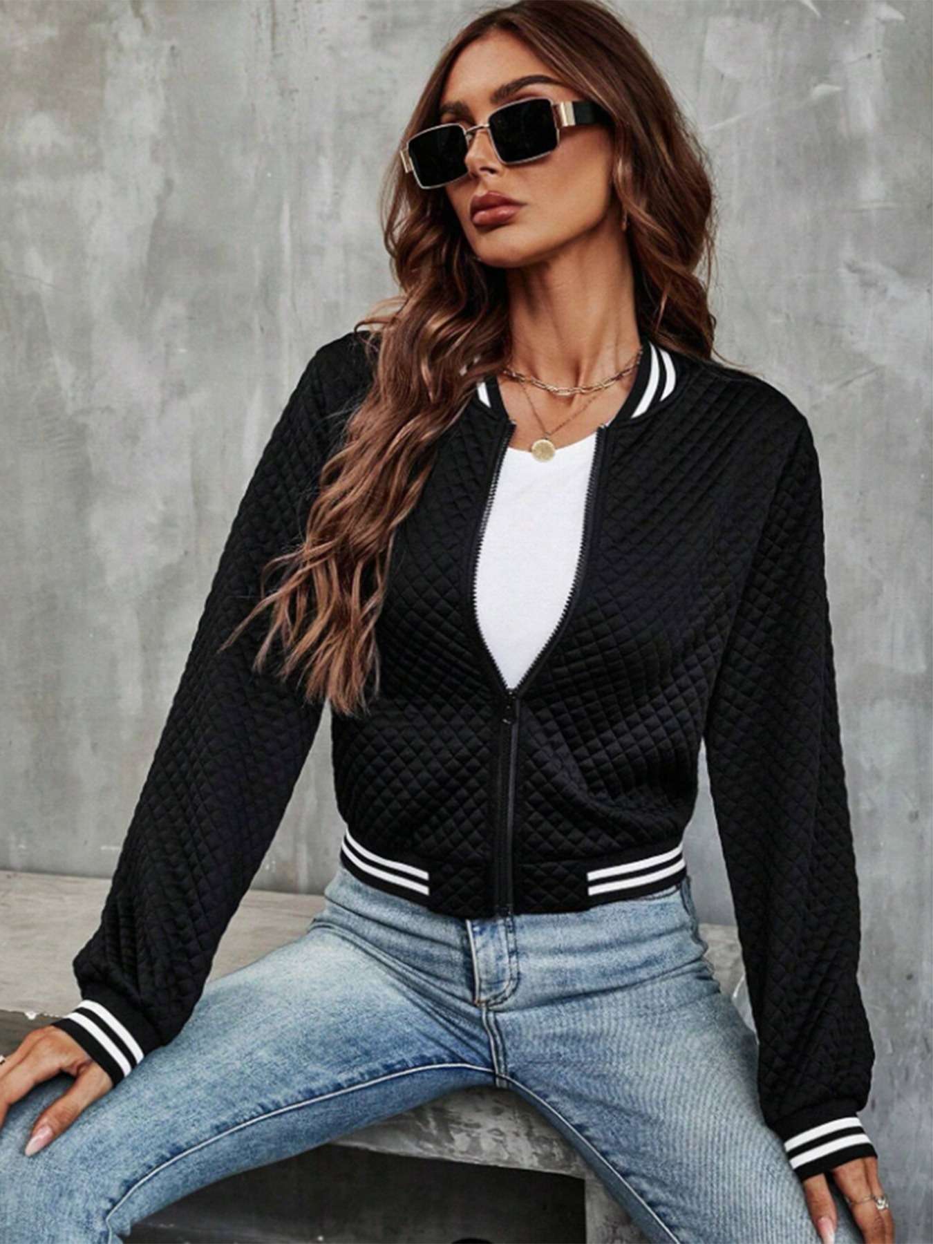 Luxxy Quilted Bomber Jacket image 1