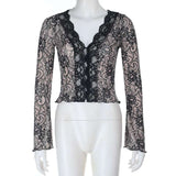 Sheer Lace Button-Up Top image 4