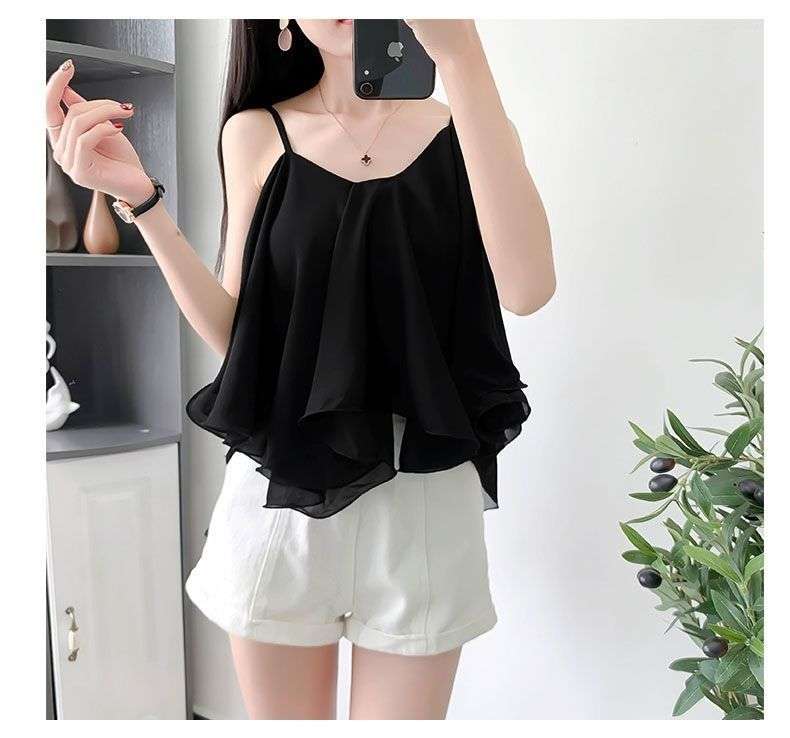 Sleeveless Top with Ruffled Hem image 5