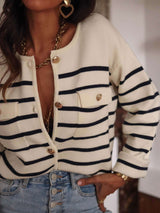 Classic Striped Button-Up Sweater image 2