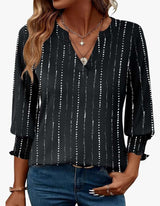 V-Neck Blouse with Smocked Cuffs image 0