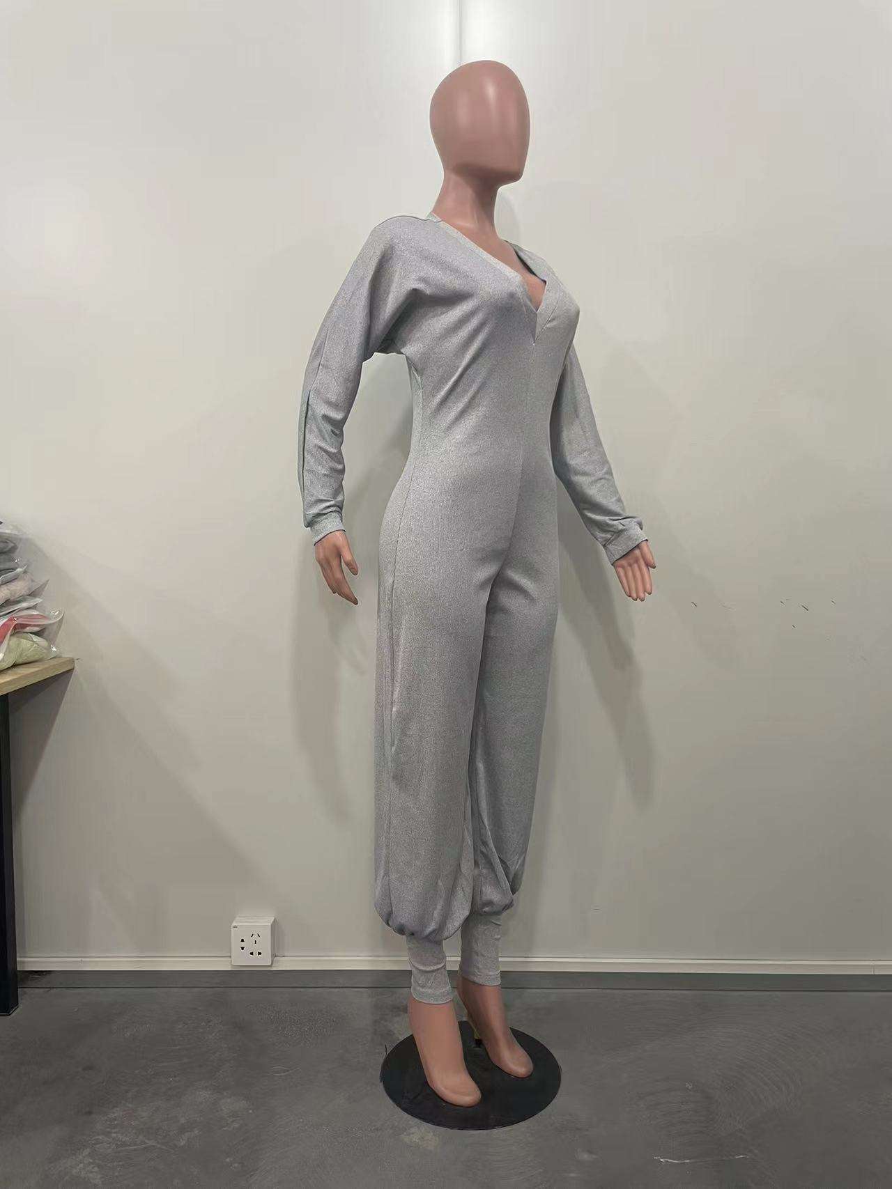 Solid Rib Knit V-Neck Jumpsuits image 6