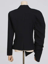 Black Unusual Pleated Blazer image 6