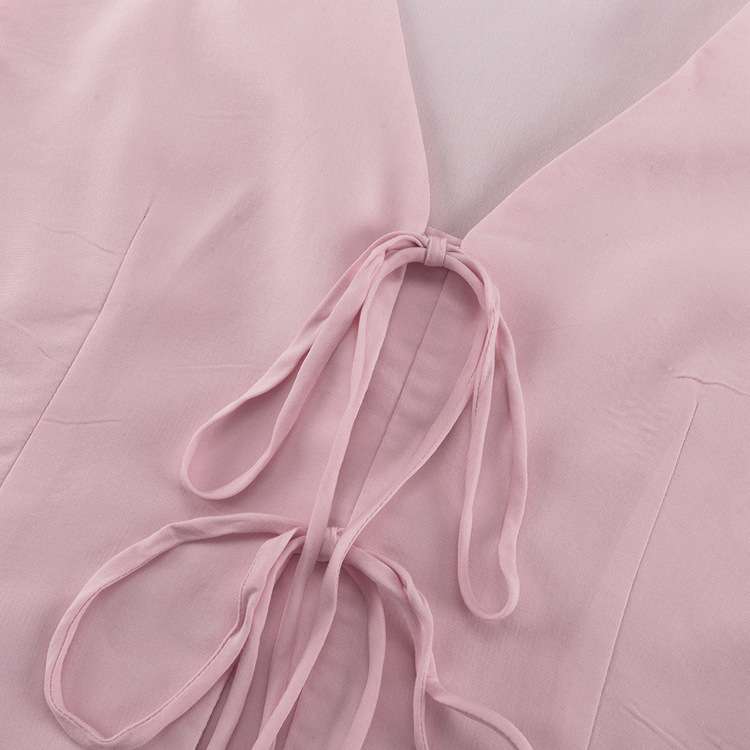 Tie-Front Top and Wide-Leg Pants Set image 5