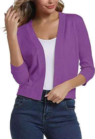Classic Open-Front Cardigan - M, Purple image