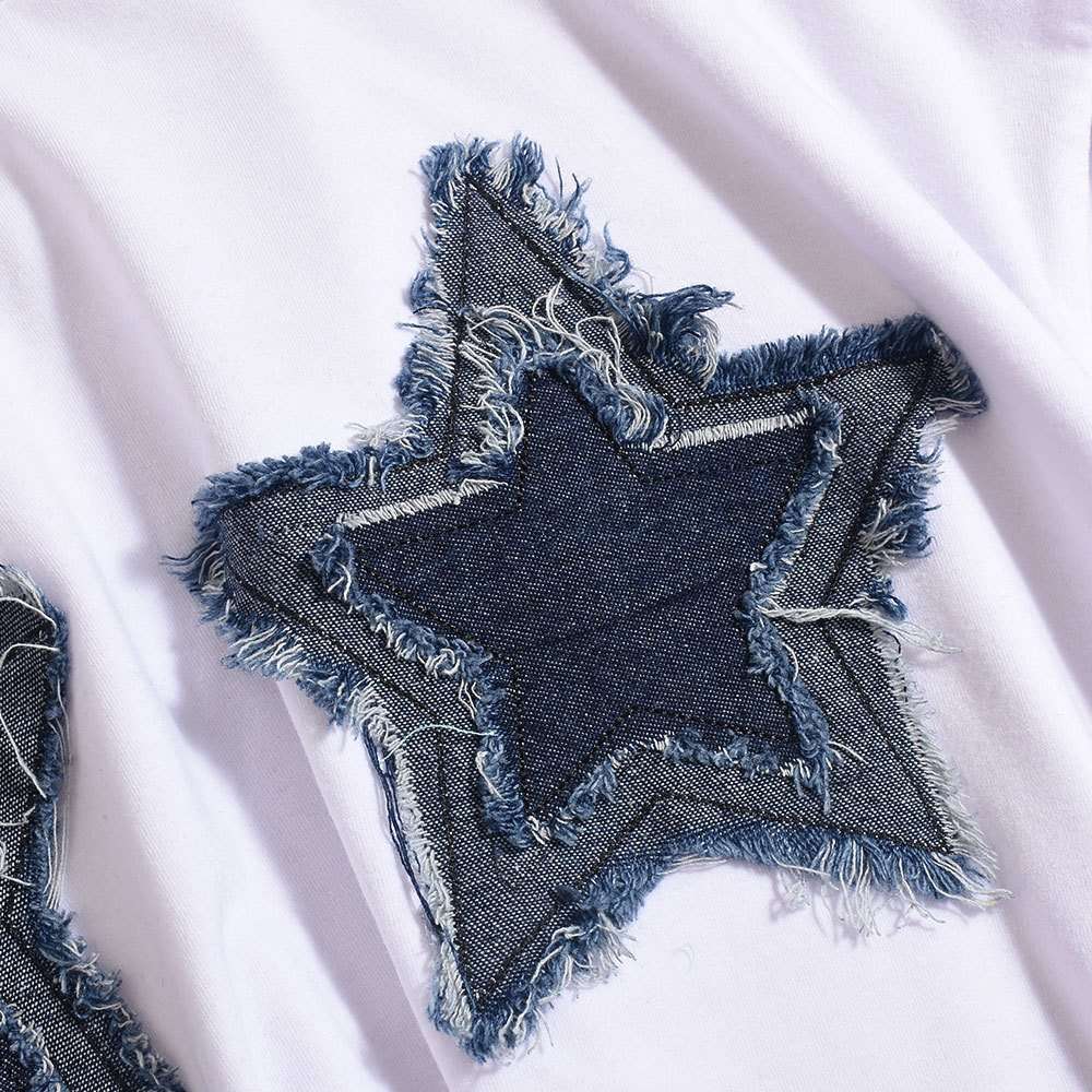 Star Frayed Patchwork Crop T-Shirt image 4