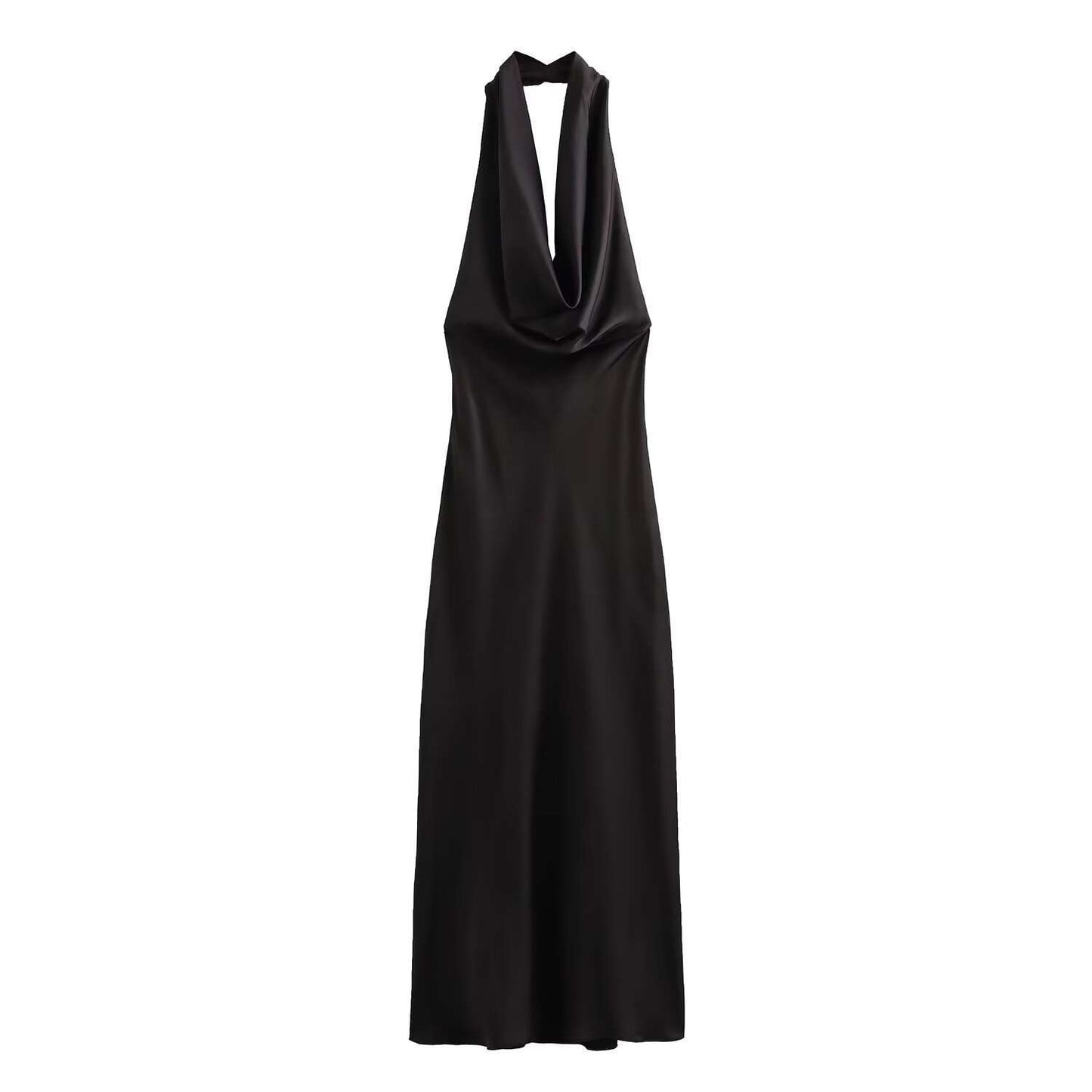 Cowl Neck Slip Dress - L, Black image