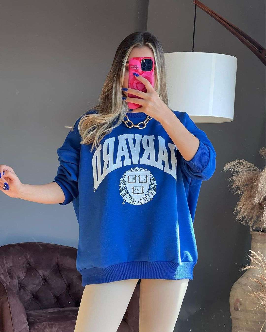 Varsity Vibe Harvard Sweatshirt - S, Blue image