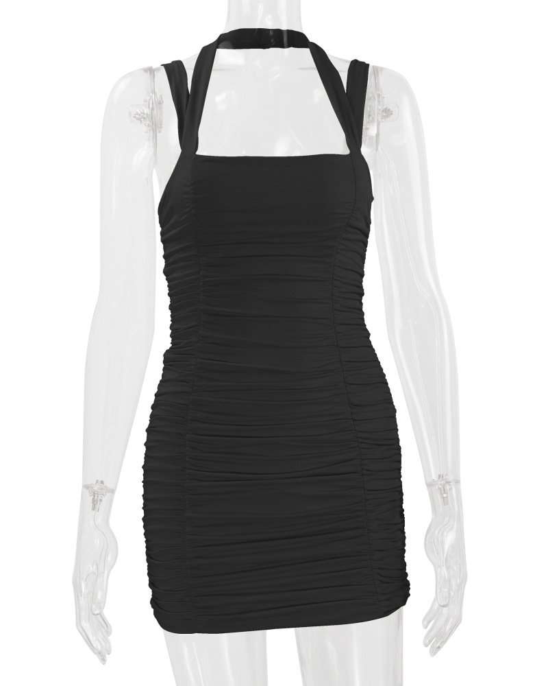 Ruched Halter Bodycon Mini Dress image 4