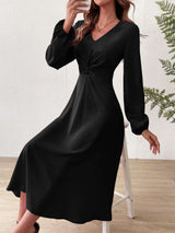 Solid Sheath Midi Dress - L, Black image