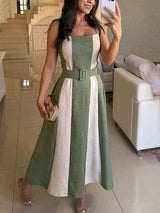Colorblock Belted Midi Dress image 2