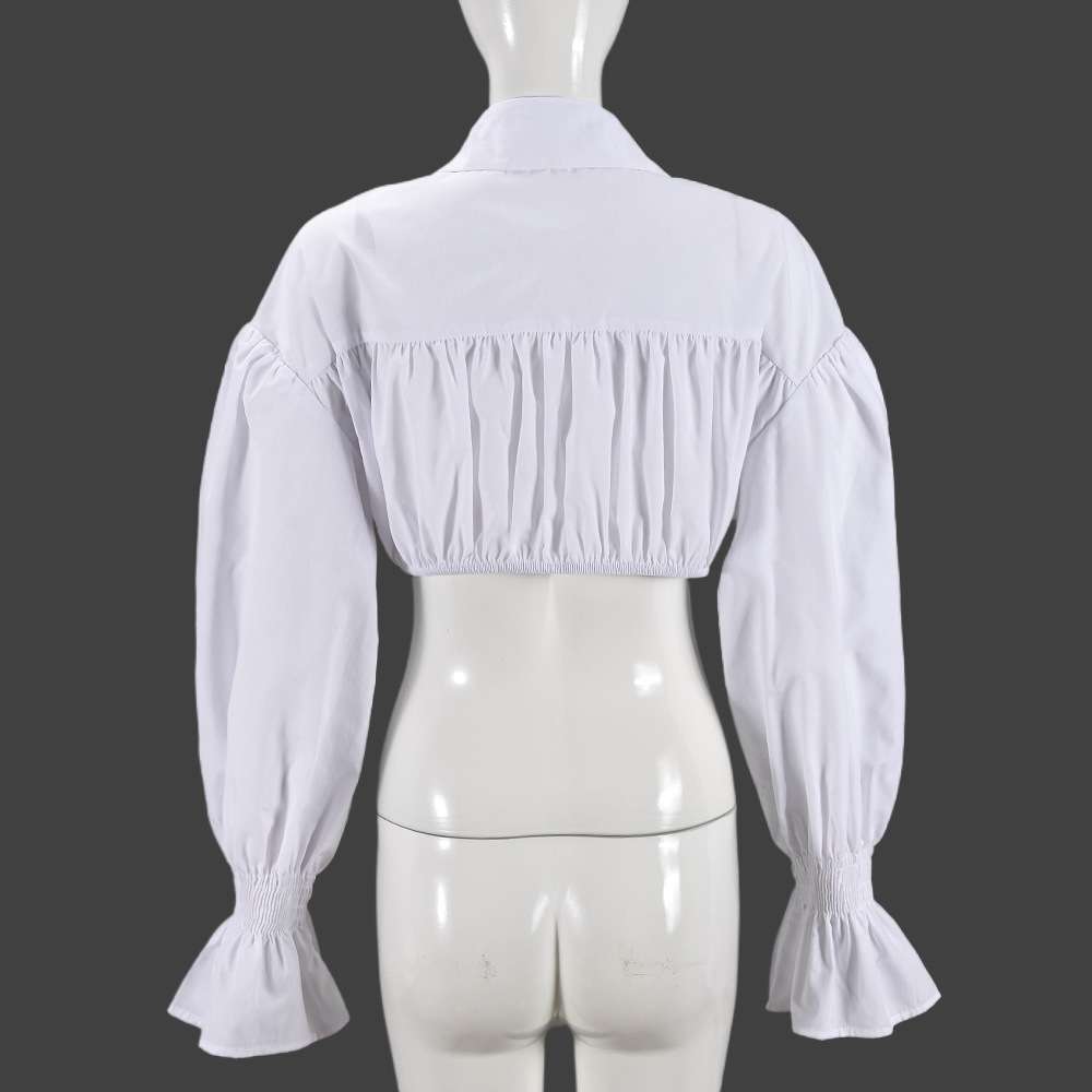 Cropped Patchwork Flared Shirt Blouse image 3