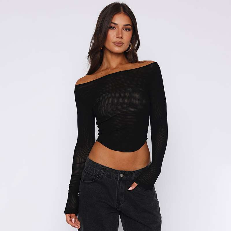 Long Sleeve Top with Layered Detail - M, Black image