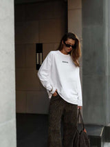 Casual White Sweatshirt with Text image 5