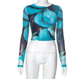 Floral Long Sleeve Crop Top image 5