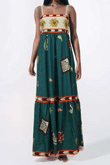 Maxi Dress with Artistic Print Details image 1