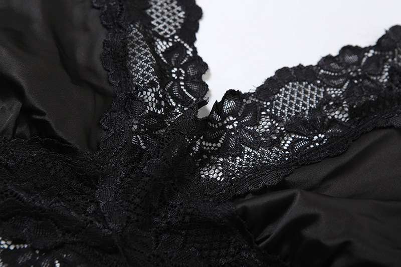 Noir Elegance Lace Bralette and Satin Maxi Set image 2