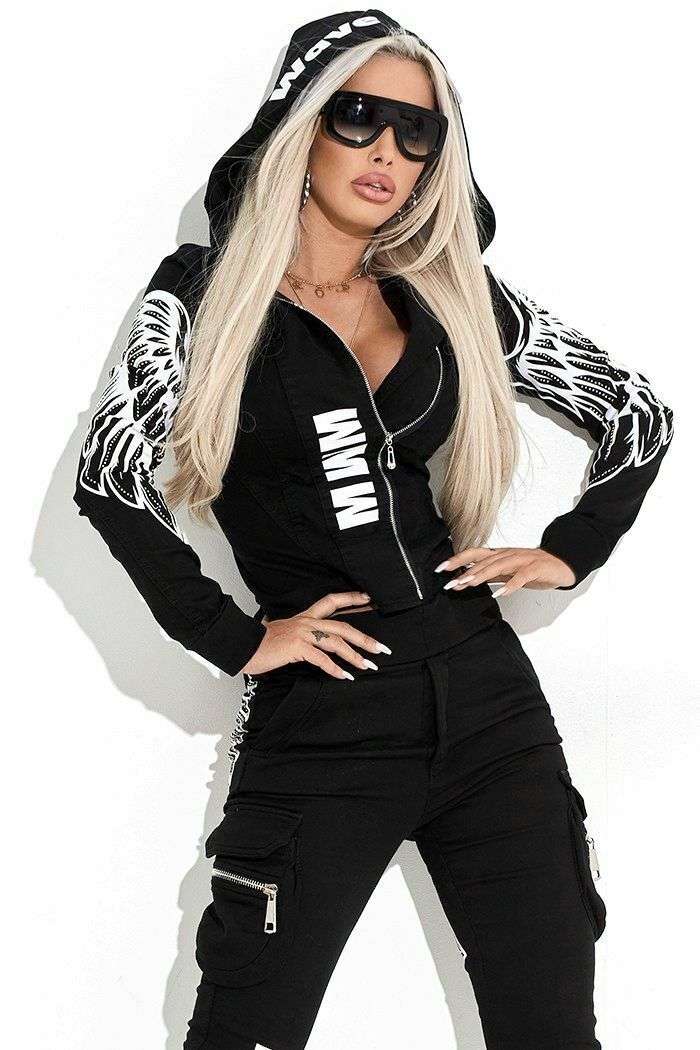Athletic Tracksuit with Zipper Hoodie & Cargo Pants image 2